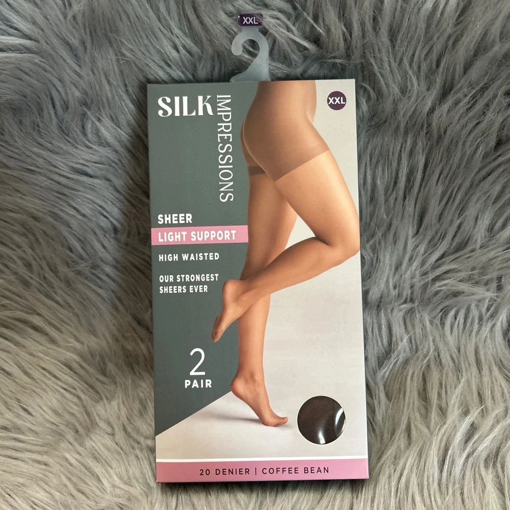Silk Impressions Sheer Light Support Womens Size XXL Coffee Bean High Waisted